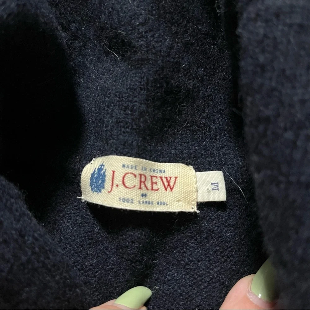 J. Crew Men's 100% Lambs Wool Shawl Collar Sweater Elbow Patches Size Medium